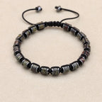 Dragon Blood Stone and Hematite Disc Braided Bracelet