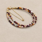 Handmade 3mm Faceted Mookaite Jasper Double-Layer Bracelet with Magnetic Clasp