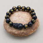 Wealth and Protection: Obsidian Pi Xiu Mantra Absolute Shield Bracelet