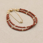 Handmade 3mm Faceted Gold Sandstone Double-Layer Bracelet with Magnetic Clasp