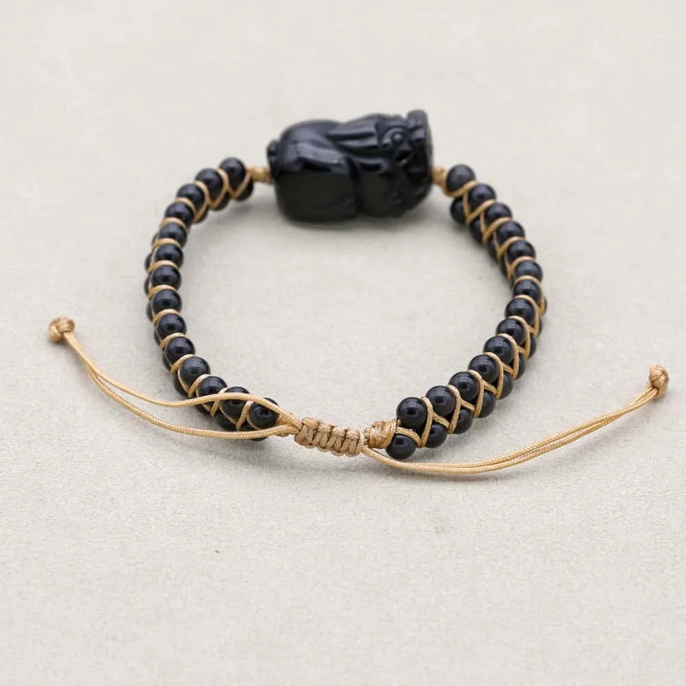 Black Obsidian PiXiu Bracelet: Wealth Attraction & Ultimate Protection