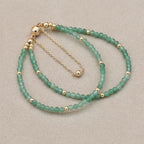 Handmade 3mm Faceted Green Aventurine Double-Layer Bracelet with Magnetic Clasp