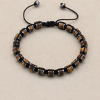 Unisex Tiger's Eye and Hematite Disc Braided Bracelet