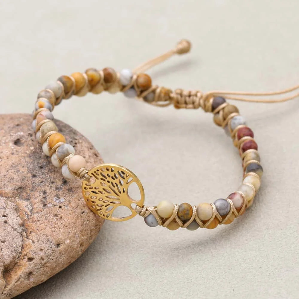 Crazy Lace Agate Tree of Life Bracelet: Laughter & Earthy Vitality Talisman