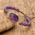 Tranquility and Intuition Amethyst Double Layer Braided Bracelet