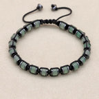 Green Aventurine & Hematite Disc Braided Bracelet | Unisex Adjustable