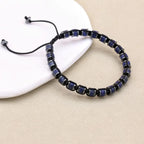 Unisex Lapis Lazuli and Hematite Disc Braided Bracelet