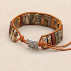 Picasso Jasper Leather Wrap Bohemian Bracelet for Men and Women