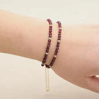 Handmade 3mm Faceted Garnet Double-Layer Bracelet with Magnetic Clasp