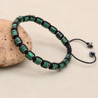 Malachite and Hematite Beaded Braided Bracelet for Men Women
