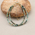 Handmade 3mm Faceted African Turquoise Double-Layer Bracelet with Magnetic Clasp