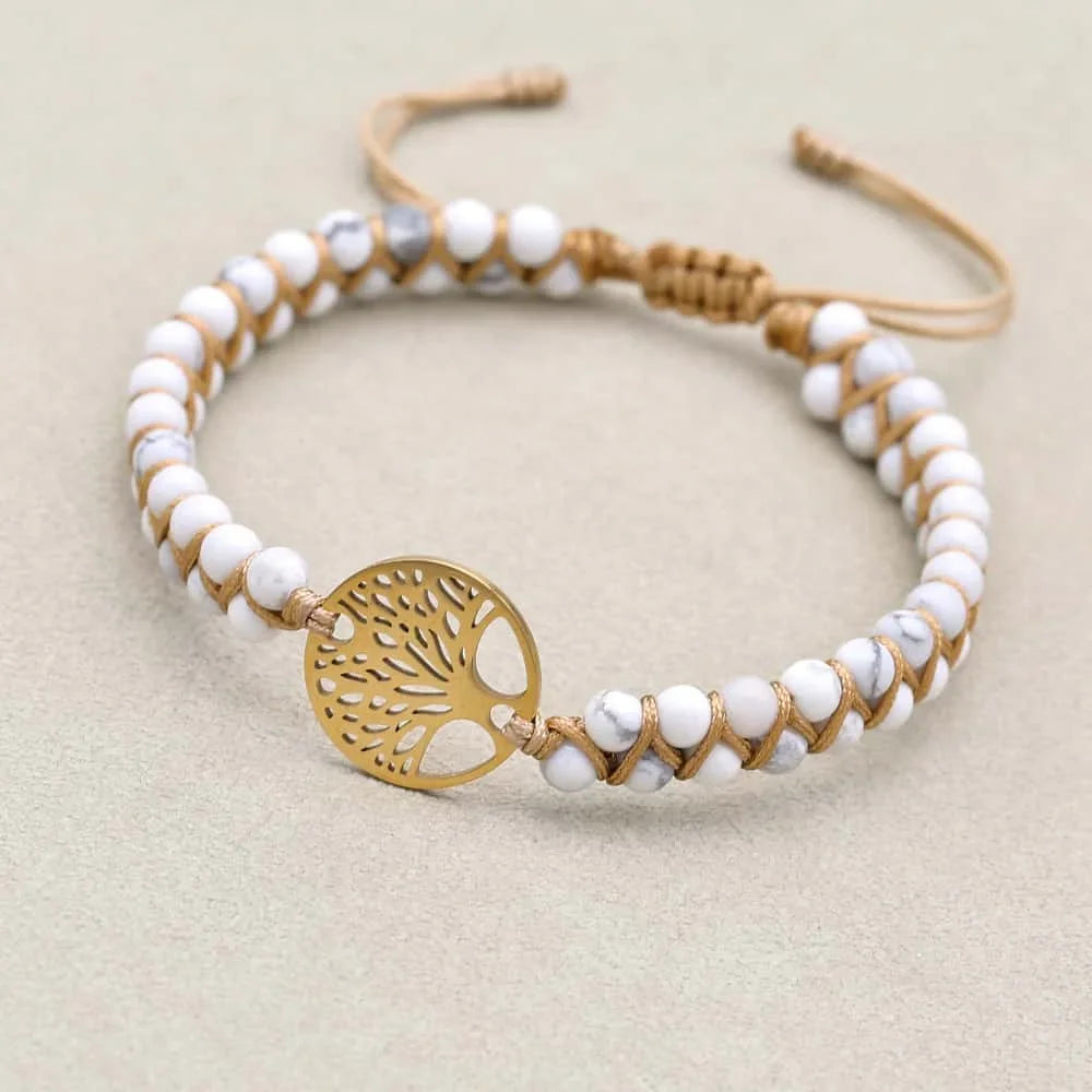 Howlite Tree of Life Bracelet: Patience & Calm Energy Talisman