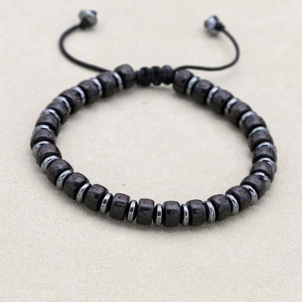 Pulsera de Concha de Coco con Mantra de Protección y Paz