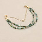 Handmade 3mm Faceted African Turquoise Double-Layer Bracelet with Magnetic Clasp