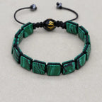 Handmade Square Synthetic Malachite Braided Bracelet | Unisex Spiritual Mantra Jewelry