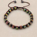 Unisex Colorful Sea Sediment Jasper and Hematite Disc Braided Bracelet