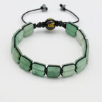 Unisex 10mm Square Green Aventurine Braided Bracelet