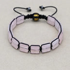 Unisex 10mm Square Rose Quartz Braided Bracelet