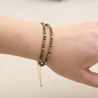 Handmade 3mm Faceted Unakite Double-Layer Bracelet with Easy Magnetic Clasp