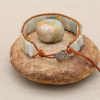 Unisex Amazonite Leather Boho Bracelet | Braided Adjustable Jewelry