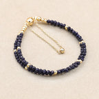 Handmade 3mm Faceted Blue Sandstone Double-Layer Bracelet with Magnetic Clasp