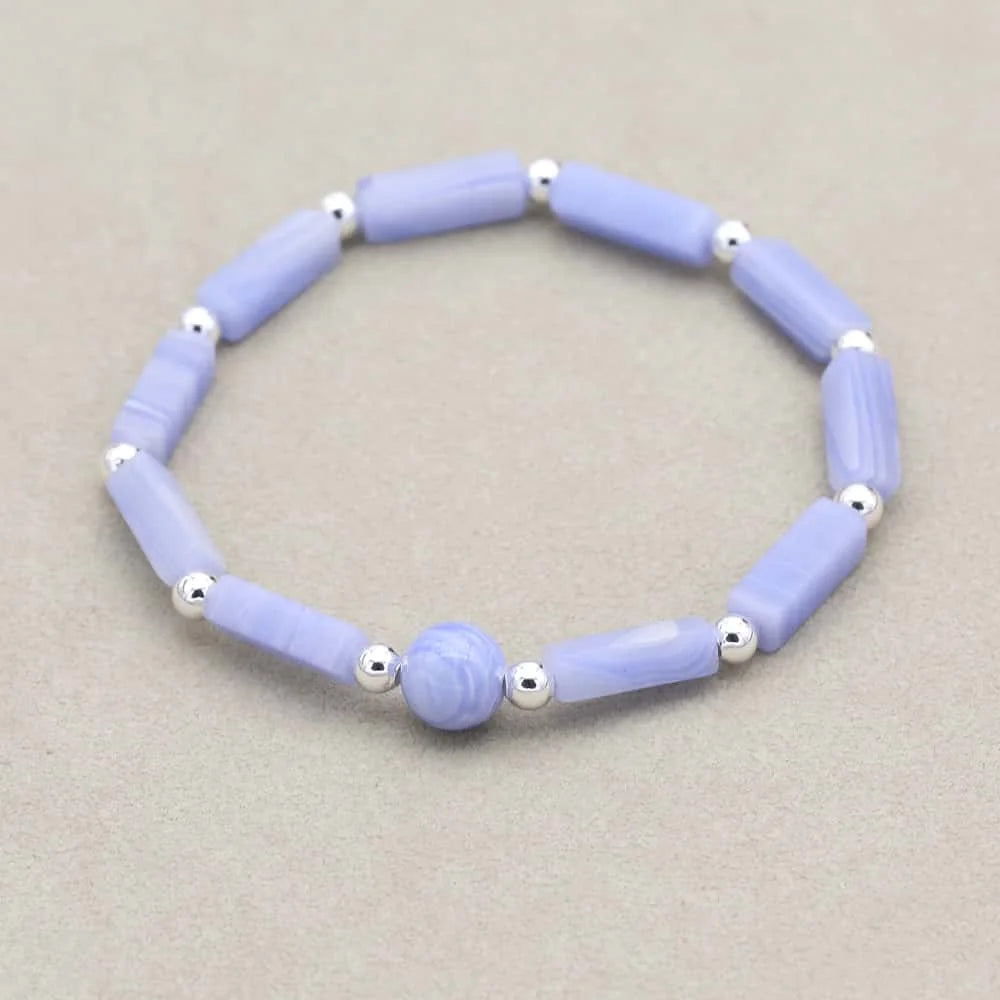 Blue Agate Serenity Bracelet Set: Calm & Clarity Trio (3 PCS)