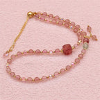 Liebe und Harmonie Mehrlagiges Wickelarmband aus Erdbeerquarz