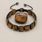 Handmade Square Tiger's Eye Braided Bracelet | Unisex Spiritual Mantra Jewelry