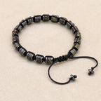 Dragon Blood Stone and Hematite Disc Braided Bracelet