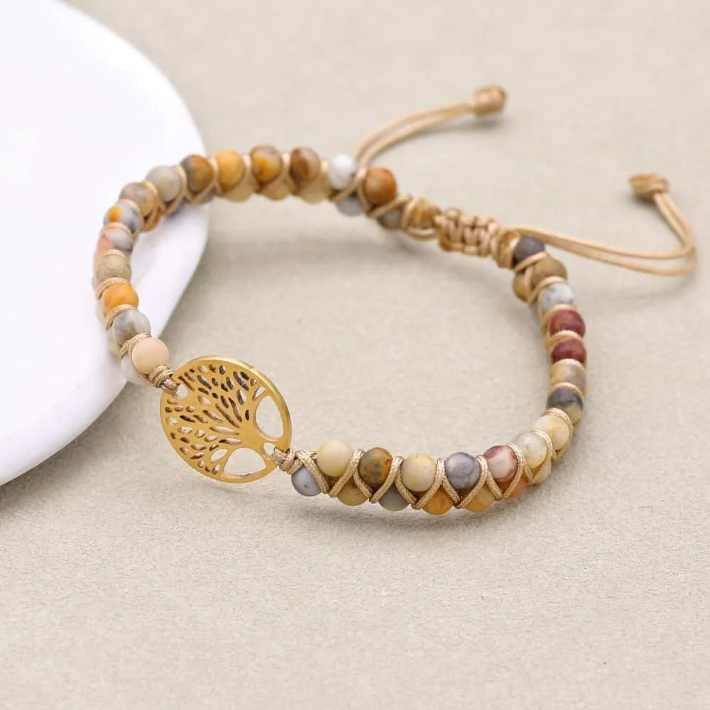 Crazy Lace Agate Tree of Life Bracelet: Laughter & Earthy Vitality Talisman