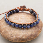 Clarity and Protection Sodalite Hematite Leather Wrap Bracelet