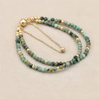 Handmade 3mm Faceted African Turquoise Double-Layer Bracelet with Magnetic Clasp