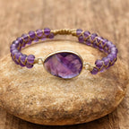 Tranquility and Intuition Amethyst Double Layer Braided Bracelet