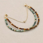 Handmade 3mm Faceted African Turquoise & Tiger Eye Double-Layer Bracelet with Magnetic Clasp