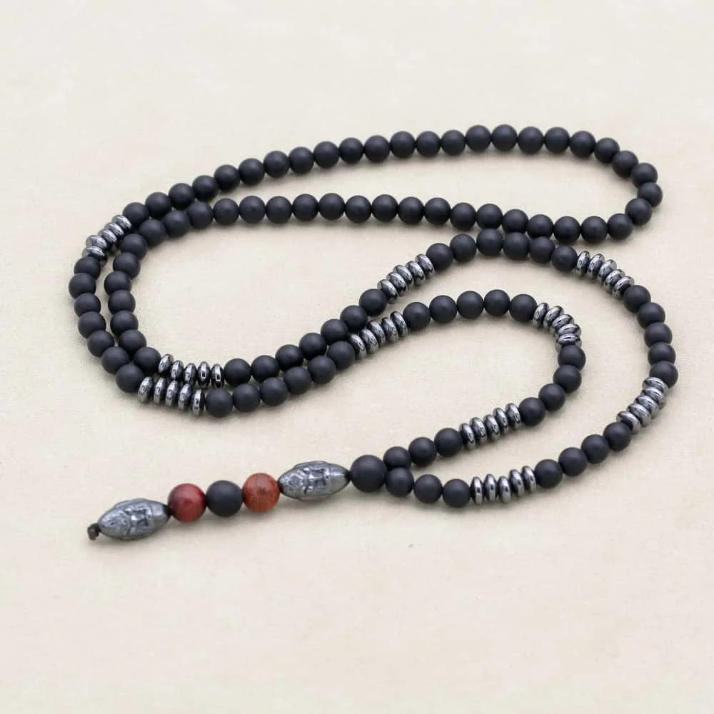 Men's Matte Onyx & Hematite Grounding Necklace: Strength and Inner Balance