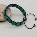 Handmade Square Synthetic Malachite Braided Bracelet | Unisex Spiritual Mantra Jewelry