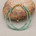 Handmade 3mm Faceted Green Aventurine Double-Layer Bracelet with Magnetic Clasp