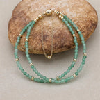Handmade 3mm Faceted Green Aventurine Double-Layer Bracelet with Magnetic Clasp