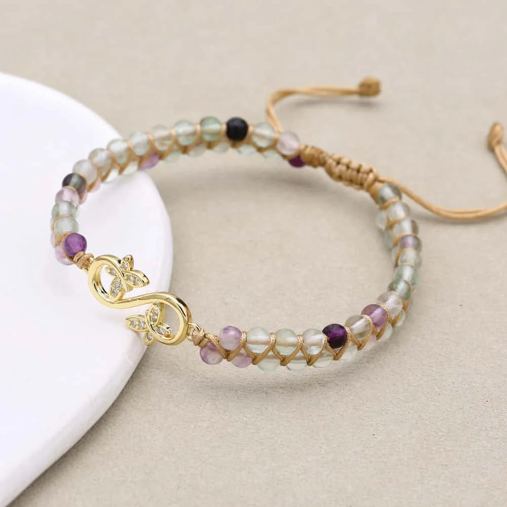 Infinity Butterfly Rainbow Fluorite Bracelet: Eternal Transformation & Focus