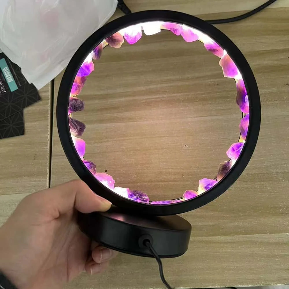 Tranquil Sleep: Amethyst Crystal Halo Night Light for Peace and Anxiety Relief