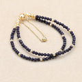 Handmade 3mm Faceted Blue Sandstone Double-Layer Bracelet with Magnetic Clasp