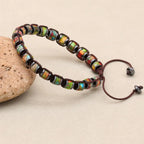 Unisex Colorful Sea Sediment Jasper and Hematite Disc Braided Bracelet