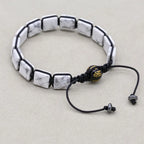 Unisex 10mm Square White Howlite Braided Bracelet