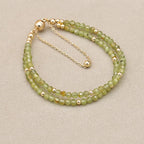 Handmade 3mm Faceted Green Amethyst (Prasiolite) Double-Layer Bracelet